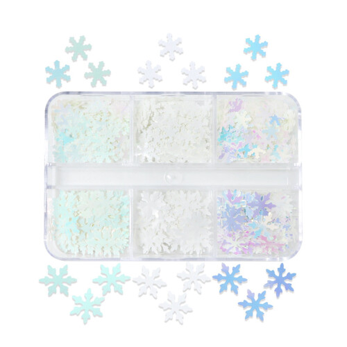 White Snowflake Sequins Christmas Ornament Mixed Sizes 2