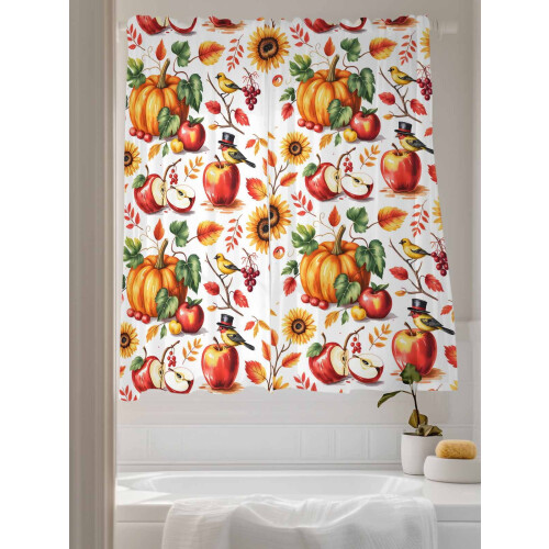 Fall Sheer Curtains Voile 52x72 Inch 2 Panels Pumpkin 2