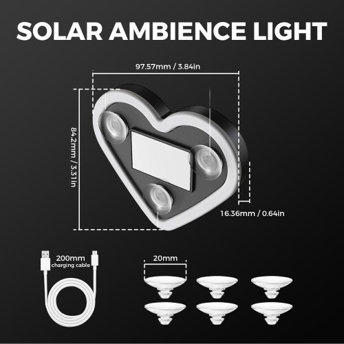 Solar Heart-Shaped LED Ambient Light Pillar IP65 Waterproof 1