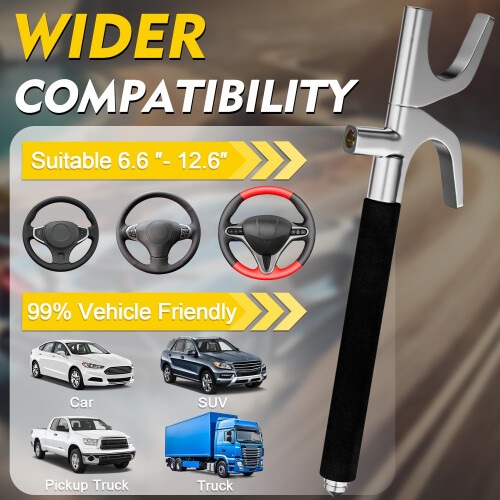 Universal Steering Wheel Lock with Escape Hammer 3 Keys 2