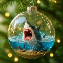 Shark Christmas Ornament Glass Marine Life Decor