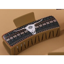 Western denim hairpin for women fox pattern retro
