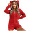 Women's Red Hooded Onesie Polyester 2XL 3