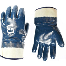 Nitrile Rubber Gloves Heavy Duty Fully Coated Blue Large 12
