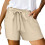 Women's Polyester Summer Shorts High Waist Elastic 3