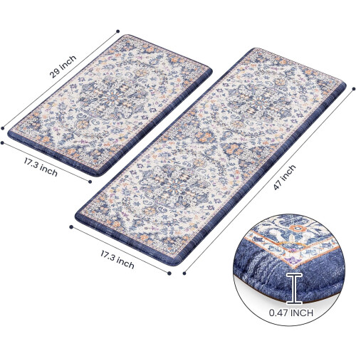 KIMDOE Kitchen Mat Cushioned Anti-Fatigue Dark Blue 1