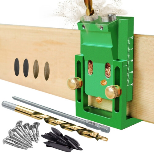 Woodworking Hole Jig Set with Removable Guide Block and 2