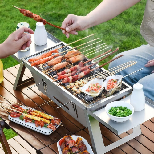 Portable Charcoal Grill Stainless Steel Mini Foldable 1