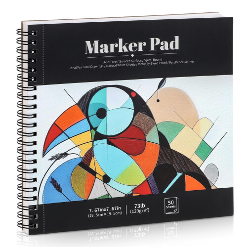 Bleedproof Marker Paper Pad 50 Sheets 7.6x7.6 Inch 120gsm