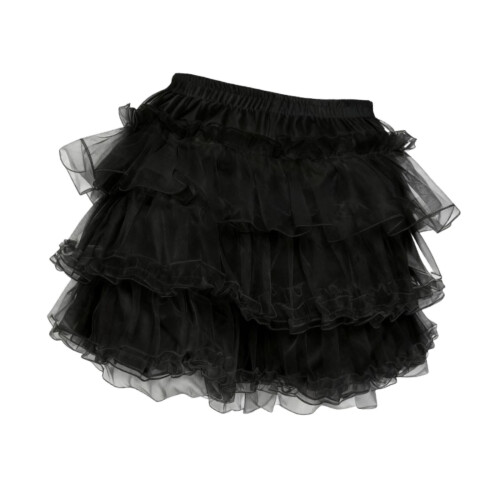 Black Layered Underskirt Shorts Petticoat with Lace Edging