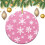 Snowflake Ceramic Christmas Ornament Pink White Round 1