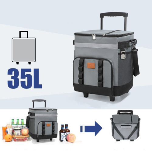 Telescopic Handle Rolling Cooler 10.8x9.8x7in Dual