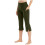 Women's High Waist Stretch Capri Pants Solid Color Split Hem 1