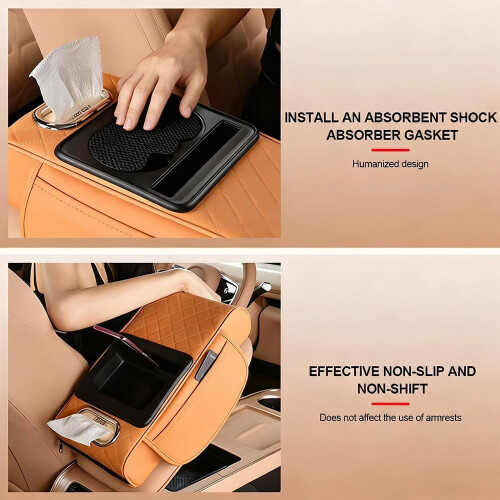 PU Leather Car Armrest Box Mat 5-in-1 2