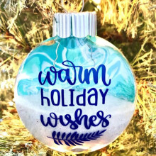 Christmas Beach Glass Ball Ornament Blue Sea Sand Theme