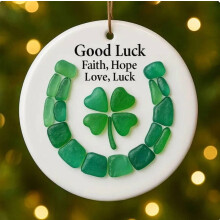 Horseshoe Sea Glass Friendship Ornament Clover Decor