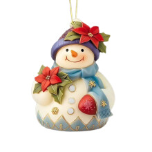 Christmas Snowman Ornament Blue Acrylic 3 Inch