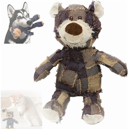 Squeaky Plush Bear Toy for Dogs Blue Large