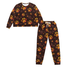 Women's Dog Paw and Maple Leaf Pajama Set S