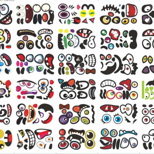 Halloween Pumpkin Stickers Kit Face Decals 60 2