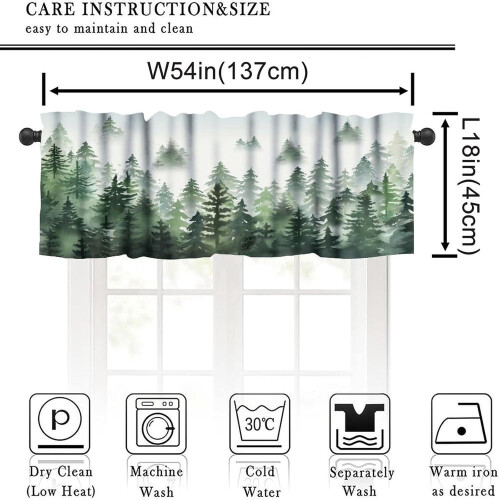Forest Valance Curtains Watercolor Green Misty Tree 1