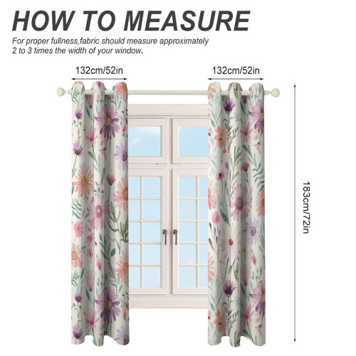 Floral Flower Curtains Eco-Friendly 2 Panel Set 1