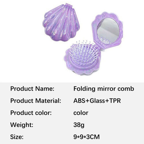 Mini Hair Brush with Mirror Portable Foldable Comb 1 Pack 2
