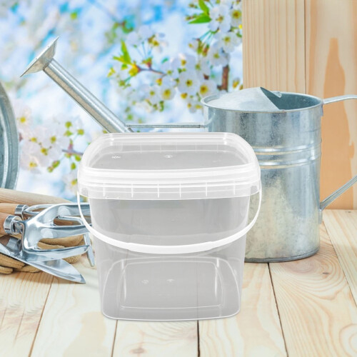 Plastic Paint Can with Lid and Handle 0.5 Gallon 1