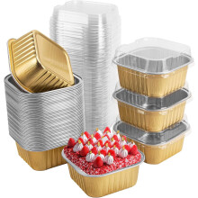 Mini Square Baking Cups with Lids 5oz Aluminum Foil