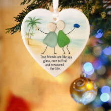 DAMAI Heart Sea Glass Friendship Ornament 1pc