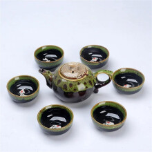 Chinese Style Ceramic Kung Fu Tea Set with 1 Teapot and 6