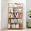Bamboo Bookshelf Adjustable Shelves 4-Tier Narrow 5