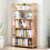 Bamboo Bookshelf Adjustable Shelves 4-Tier Narrow 7