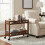 Wooden Side Table with Wheels 2-Tier Rolling Cart 2