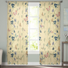 Sheer Curtains Retro Floral Butterflies 52x84 Inch Light