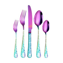 Black Stainless Steel Cutlery Set Gothic Skull Floral