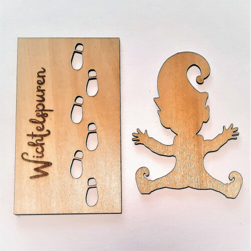 Christmas Dwarf Footprint Stencil Wooden Smooth Edge One