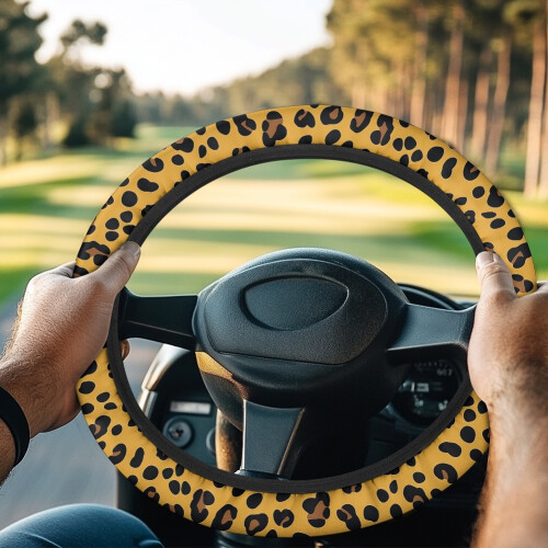 Leopard Print Golf Cart Steering Wheel Cover Universal Fit