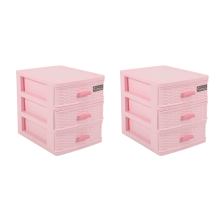 Plastic Jewelry Storage Box with 3 Compartments Pink