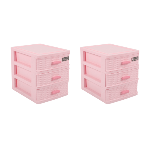 Plastic Jewelry Storage Box with 3 Compartments Pink