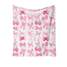 Pink Bow Flannel Throw Blanket 30x40 inch
