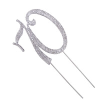 Silver Alloy Cake Topper with Rhinestones 70th Anniversary
