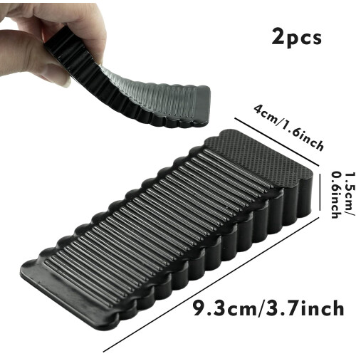 Rubber Door Stopper Silicone Wedge 2 Pack Black 1