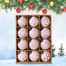 DAMAI Vintage Rustic Christmas Ornaments White 12Pcs 3.14