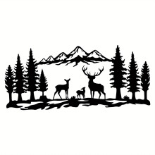 Mountain Forest Poster Deer Bear Cyclist 15.7x7 in Black