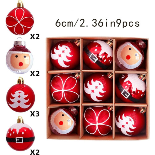 Shatterproof Glitter Christmas Ornaments 9 pcs Red White 1