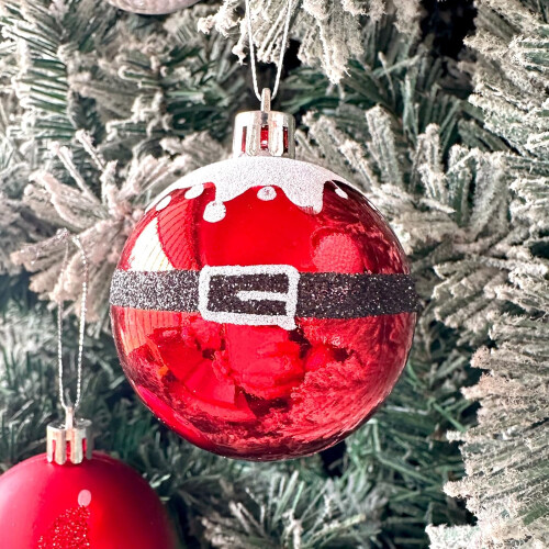 Shatterproof Glitter Christmas Ornaments 9 pcs Red White 2