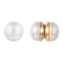 Small Imitation Pearl Earrings Gold Non-Pierced