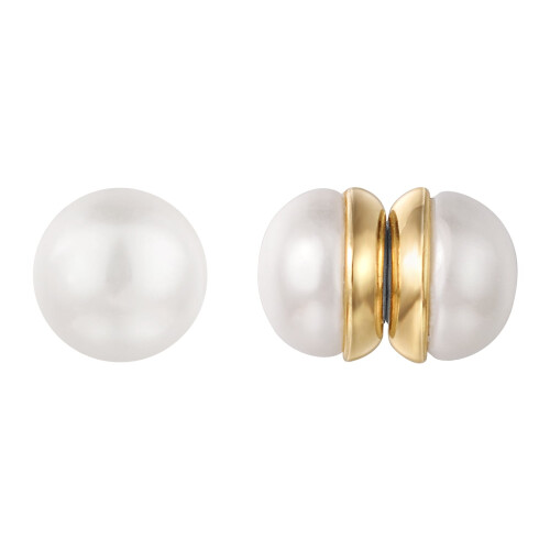 Small Imitation Pearl Earrings Gold Non-Pierced