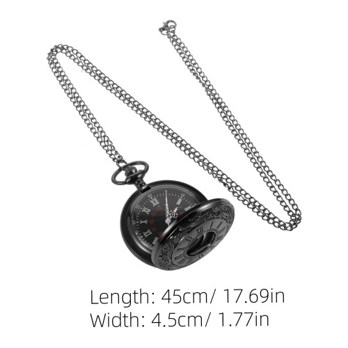 Black Retro Pocket Watch with Embossed Design and Sturdy 1